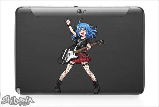 Punk Guitar Anime Girl Rocking Out Die-Cut Decal Vinyl Sticker | Kawaii