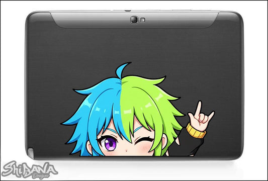 Kawaii Rock Star Anime Girl Peeker Die-Cut Decal Vinyl Sticker