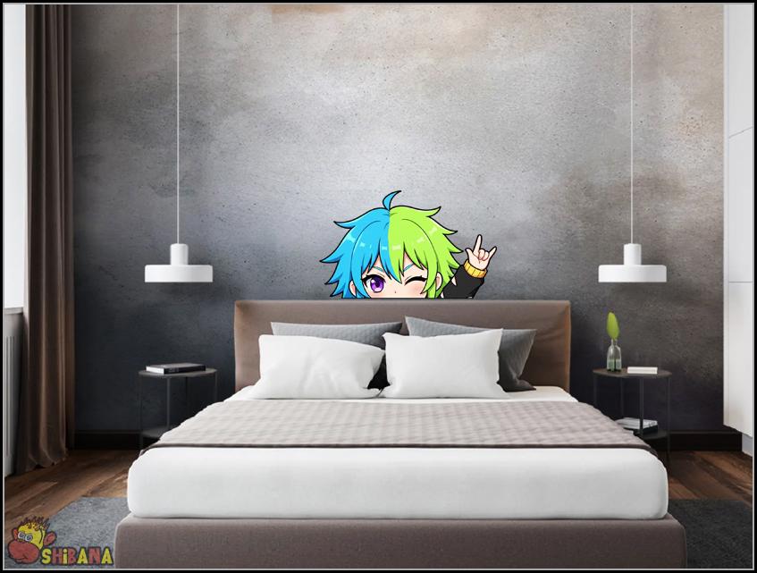 Kawaii Rock Star Anime Girl Peeker Die-Cut Decal Vinyl Sticker