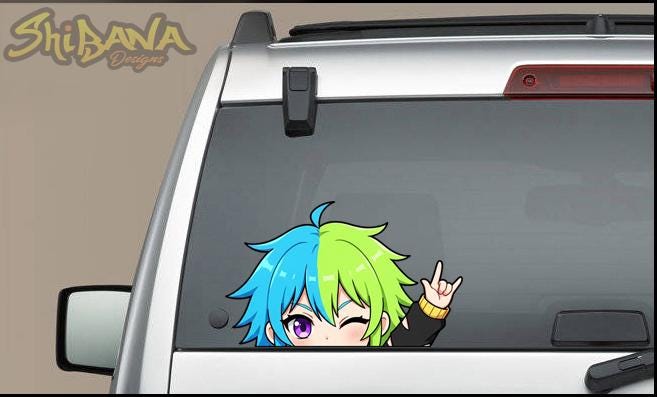 Kawaii Rock Star Anime Girl Peeker Die-Cut Decal Vinyl Sticker