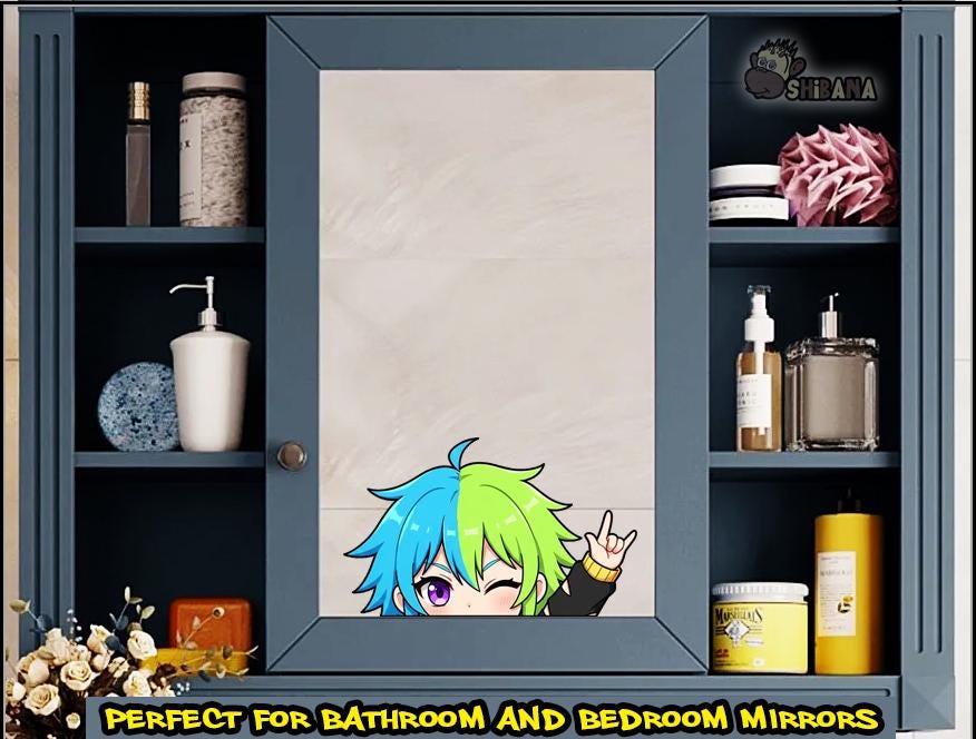 Kawaii Rock Star Anime Girl Peeker Die-Cut Decal Vinyl Sticker