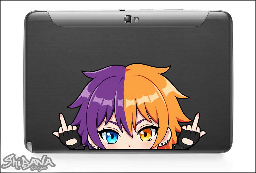 Middle Finger Anime Girl Peeker Die-Cut Decal Vinyl Sticker | Kawaii Flipping Off Punk Rocker