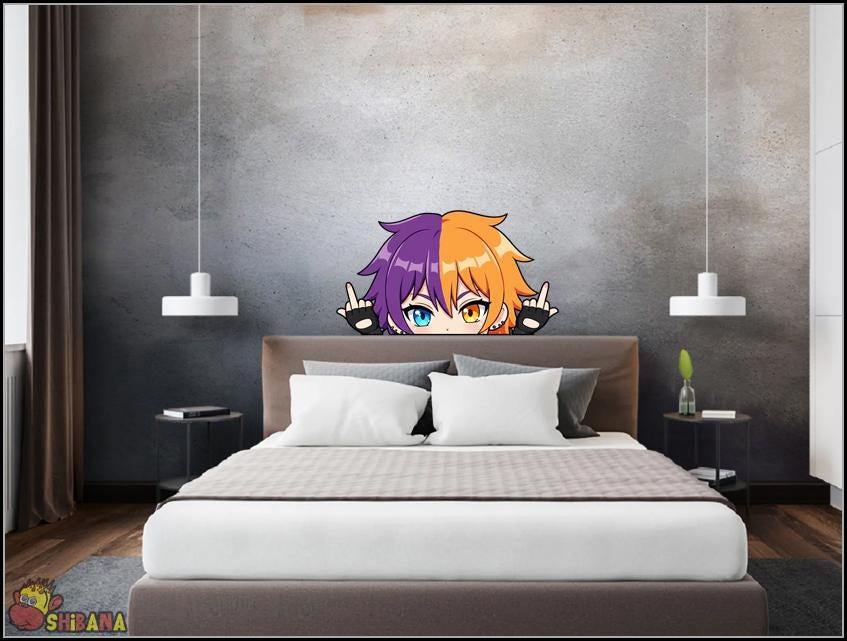 Middle Finger Anime Girl Peeker Die-Cut Decal Vinyl Sticker | Kawaii Flipping Off Punk Rocker