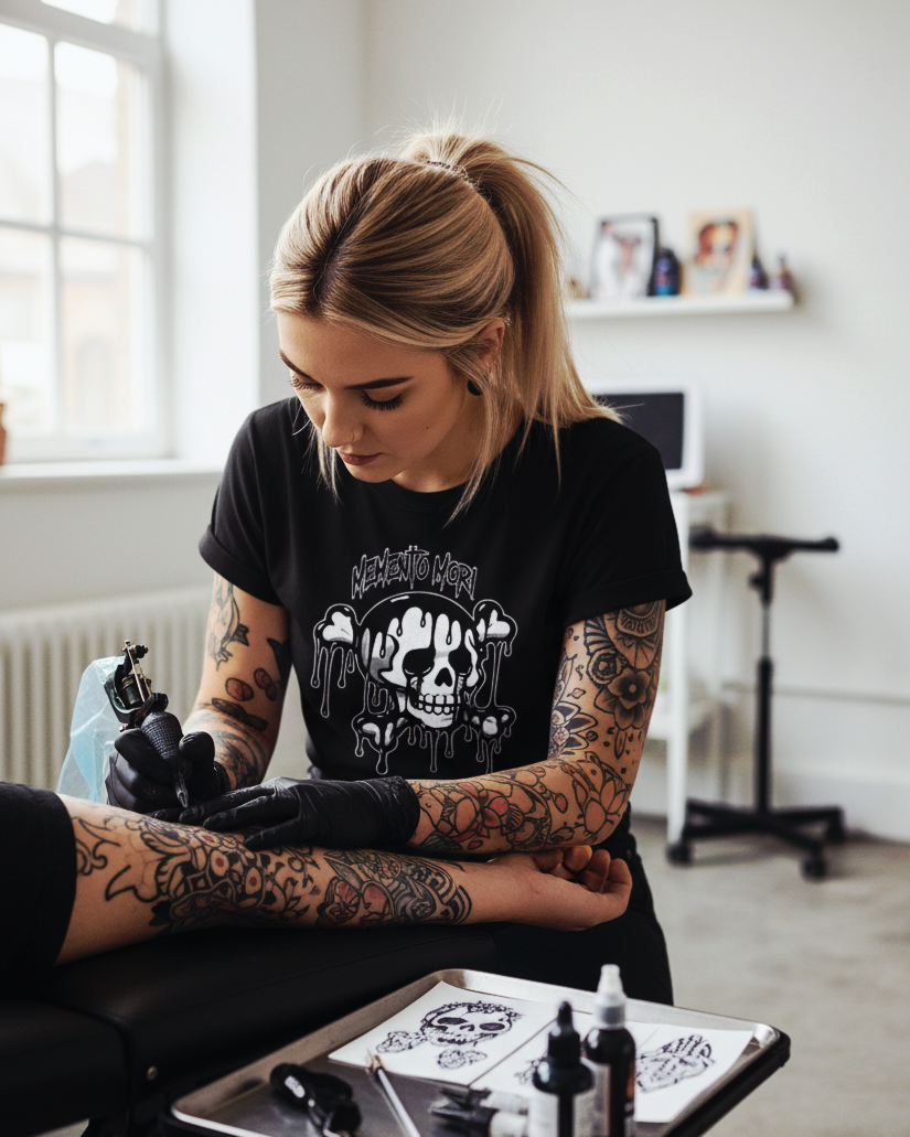 Memento Mori Dripping Skull T-Shirt | Latin for "Remember You Must Die" Unisex Tee
