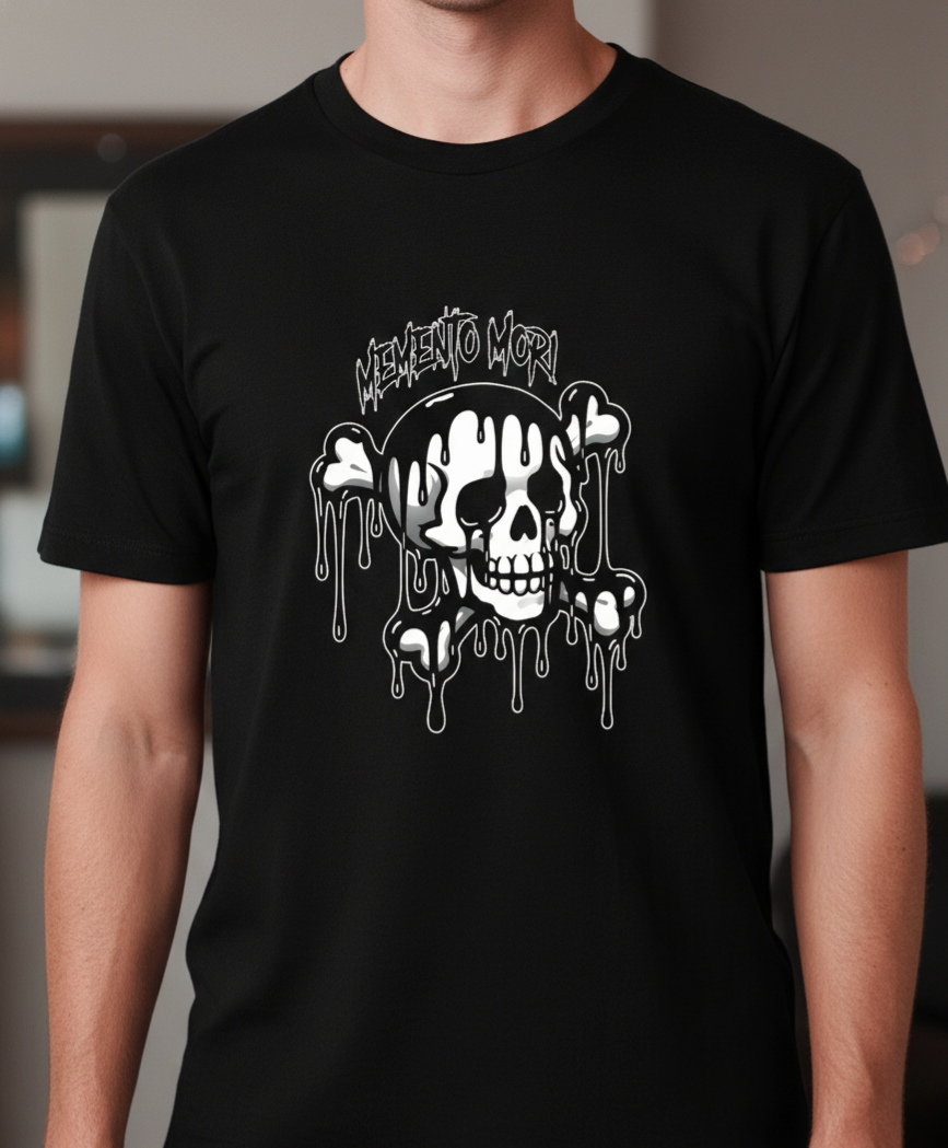 Memento Mori Dripping Skull T-Shirt | Latin for "Remember You Must Die" Unisex Tee